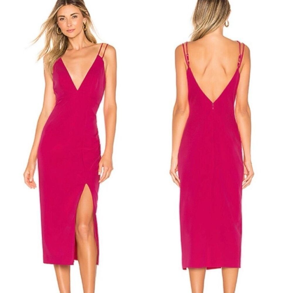 Revolve NBD Shine‎ On Midi Dress Sleeveless Hot Pink Women XS Night Out Party